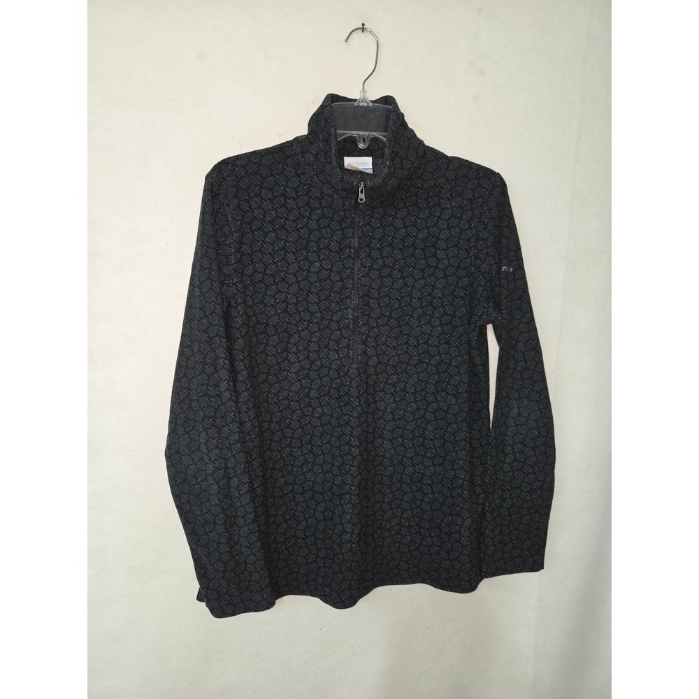 Columbia Fleece Pullover Womens L Black Grey Geometric 1/4 Zip XL6047 - Picture 1 of 10